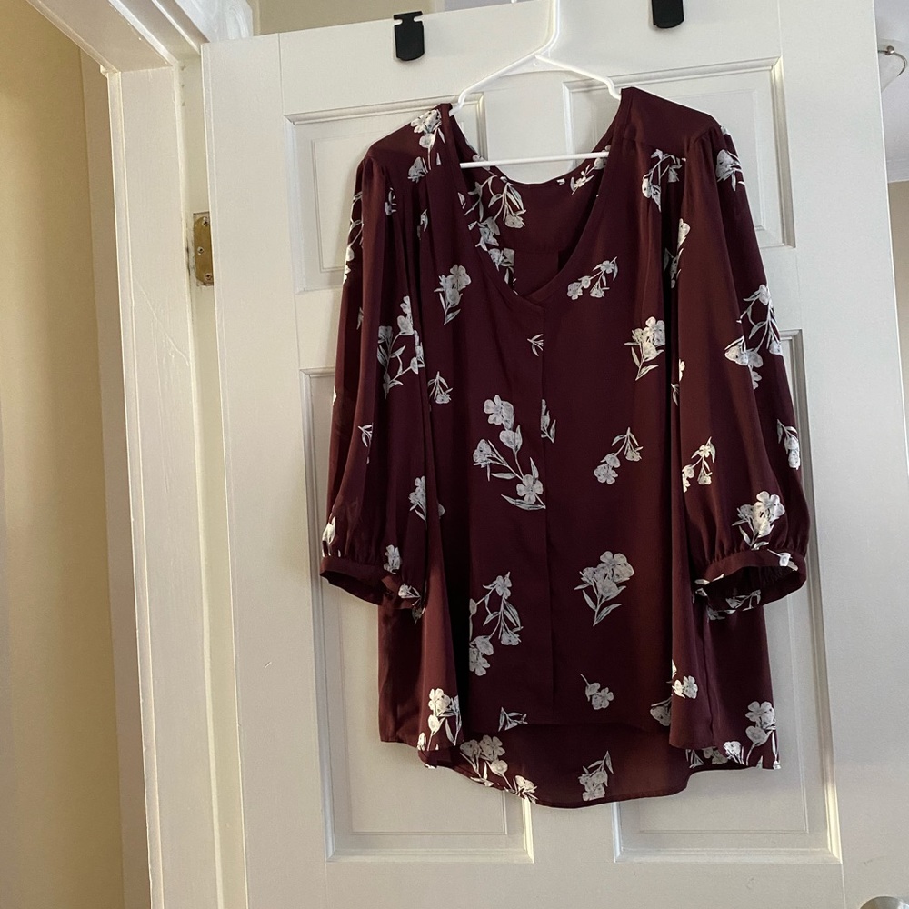 Burgundy floral top